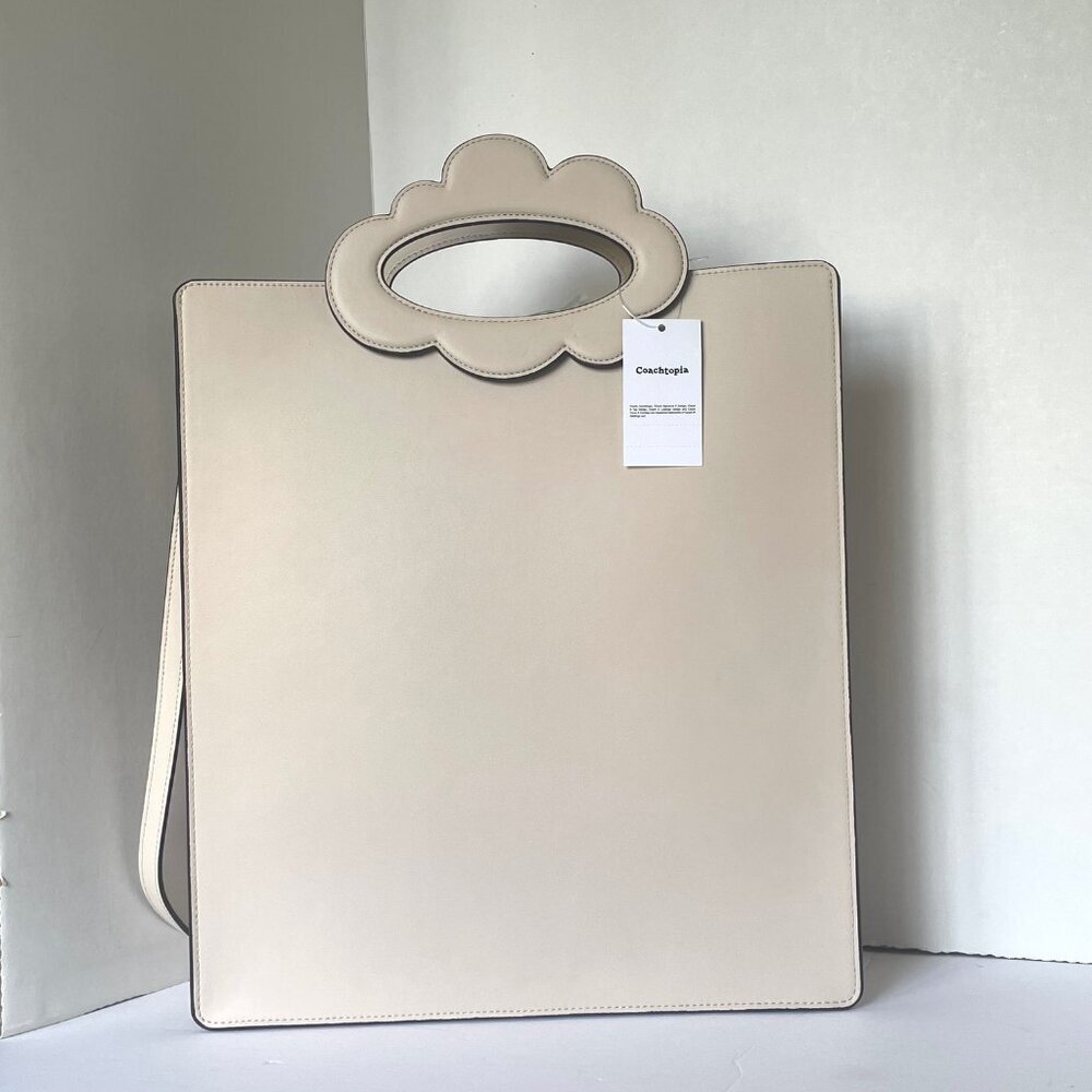 Coach Coachtopia Cloud Handle Tote Off White Leather Crossbody - Picture 3 of 9